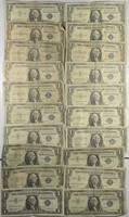 Lot of 20: $1 Silver Certificates