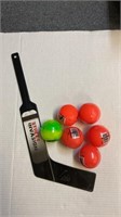 Ball hockey balls/mini goalie stick