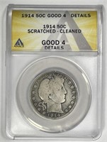 1914 Barber Silver Half Good ANACS G4 details