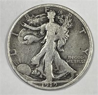 1919-D Walking Liberty Silver Half Very Good VG
