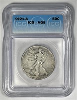 1921-S Walking Liberty Silver Half ICG VG8