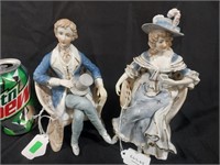 -39, Pair of Porcelain Figures Sitting In Chairs