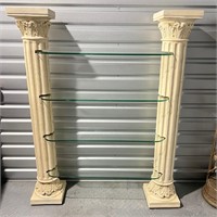 Roman Poly Resin Columns with Glass Shelves***