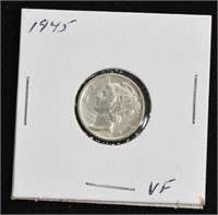 1945 USD Silver Mercury Dime