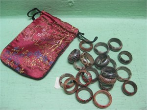 Twenty Wood Rings With Satin Pouch