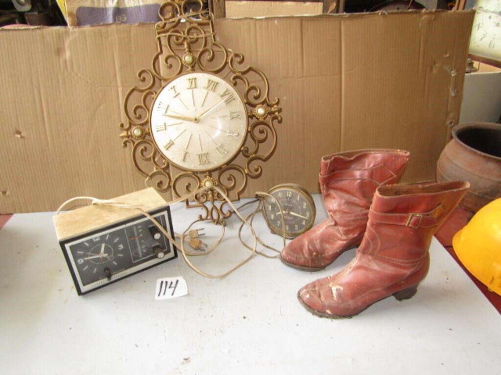 MID CENTURY CLOCKS, LADIES BOOTS