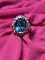 Stephen Dweck Faceted Silver Blue Topaz Ring