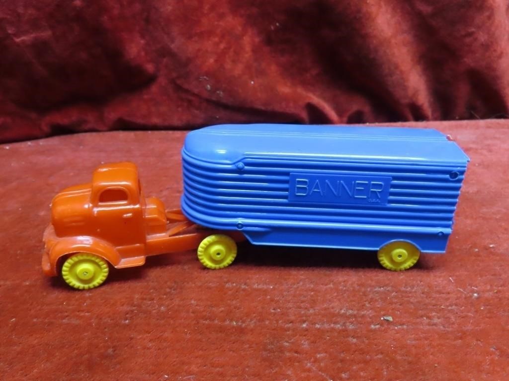 Vintage Banner Plastic Truck & trailer toy.
