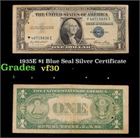 1935E $1 Blue Seal Silver Certificate Grades vf++