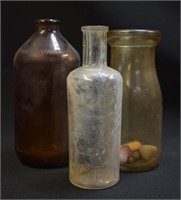 3 pcs. Vintage & Antique Glass Bottles