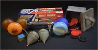 Vintage Yo-Yos, Bike Horn, Tops & More