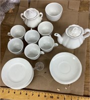 White ceramic tea set