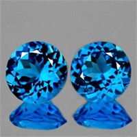 Natural AAA Swiss Blue Topaz Pair 8.00 MM - Flawle