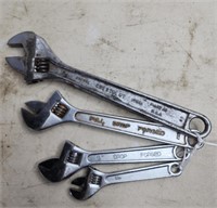 Assorted Adjustable Wrenches qty4