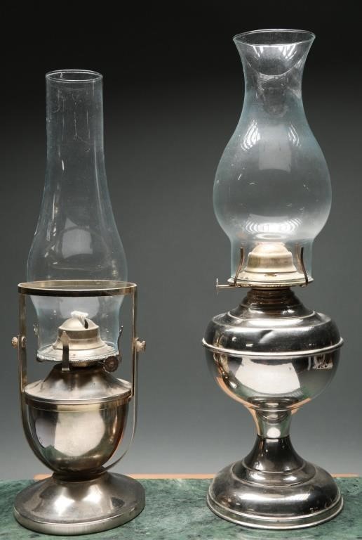 Vintage Silver-colored Brass Eagle Oil Lamps (2)