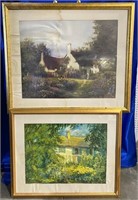 2 Framed Cottage Framed And Matted Prints