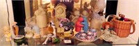 MINIATURE TEA SET, CLOCK, PERFUME, FIGURINES &