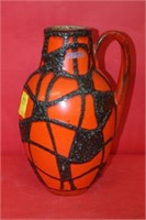 Large Vintage Orange Decorative Vase by