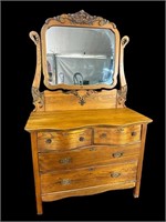 OAK DRESSER WITH MIRROR