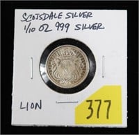 Scottsdale 1/10 Troy oz. .999 silver "Lion" round