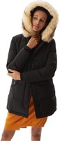 Ladies Fur Hooded Parka  BLACK - XSMALL