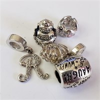 $260 Silver Pack Of 5 Pandora Style Beads