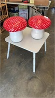 Cute Table with Mushroom Stools