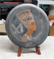 8" EYGPTIAN THEMED COPPER PLATE W/EASEL