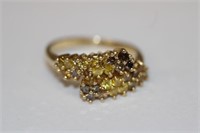 18k yellow gold Colored Diamond by Pass Ring