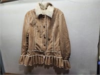 Ladies SUEDE /Fuax Fur Lined Jacket Sz M