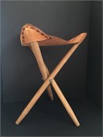 Leather & Wooden Tripod Seat