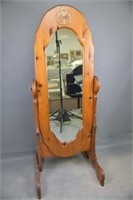 Pine Oval Cheval Mirror