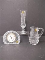 Crystal Vase, Pitcher and Clock