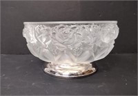 Italian Verplatt Floral Bowl w/ Silver Plated Base