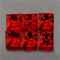 Natural AAA Princess Red Ruby 6 Pcs {Flawless-VVS}