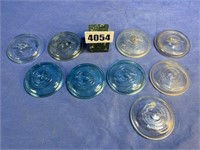 Antique Mason Jar Glass Lids, Qty: 9