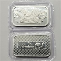 2- SILVER TOWNE 1 OZ FINE SILVER BARS