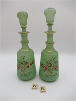 PAIR OF HAND BLOWN AND PAINTED PERFUME BOTTLES