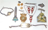 ANTIQUE VINTAGE GOLD SILVER JEWELRY LOT