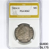 1824/4 Capped Bust Half Dollar PGA MS62
