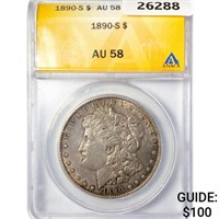 1890-S Morgan Silver Dollar ANACS AU58