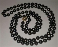 Magnificent 38 in Strand of Rare "Peacock" Pearls