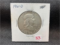 1961D Franklin half dollar