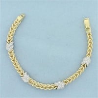 Italian Diamond Chevron Foxtail Bracelet in 14k Ye