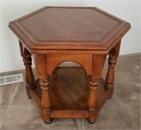 Beautiful Vintage Hexagon Wood End Table