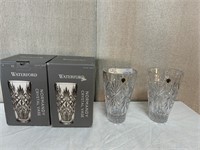 2pc Waterford Crystal Normandy Vases w/Boxes