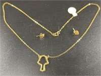 Gold nugget earrings and mushroom necklace  total