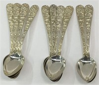 10 S. Kirk & Son Sterling Repousse Tea Spoons