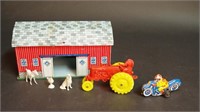 Vintage Metal Toy Barn, Animals, Tractor