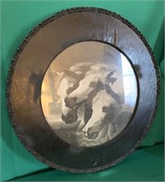 Horse Print with Round Frame
